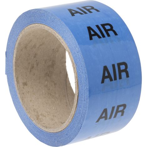 Ruban de marquage pour tuyaux Bleu, Texte: Air PP, Vinyle, largeur 50mm x Longueur 33m ( Prix pour Bobine de 33 Mètres )
