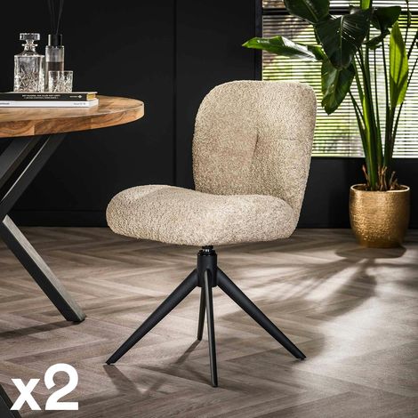 Chaise pivotante rembourrée en bouclette sable (lot de 2) GALWAY (1/5)