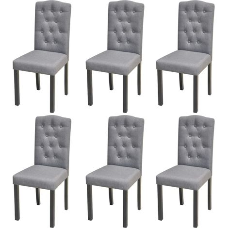 Juego de 6 sillas de cocina comedor estilo moderno respaldo acolchado tela gris CDS022506