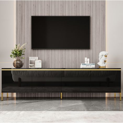 Mobile TV con 4 ante nero in truciolato 170 cm OKMYHOME (1/5)