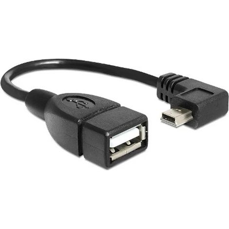 Cable USB otg 2.0 mini B macho acodado 0.15 M Negro (1/4)