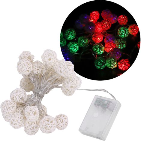 30 LED-Lichterketten aus Rattan mit Kugeln – Bunte Wanddekoration fürs Schlafzimmer (1/5)