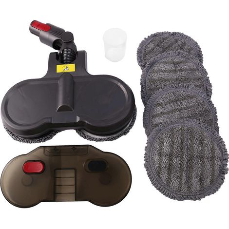 Tête de balai électrique pour nettoyage humide et sec compatible avec V7 V8 V10 V11 : pièces de rechange, réservoir d'eau, tête de balai, lingettes de nettoyage et gobelet. (1/5)
