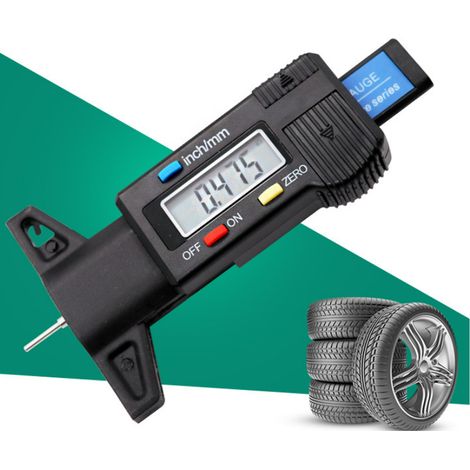 Jauge de profondeur de sculpture des pneus, 0-25 mm, jauge numérique avec écran LCD pour voitures, motos, camions, unités métriques/pouces (1/4)