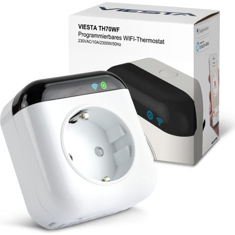 VIESTA® TH70 WiFi-Steckdosenthermostat – Intelligentes WLAN-Thermostat (230 V / 3450 W) mit App-Steuerung,Sprachsteuerung (Alexa & Google),7-Tage-Programm & Frostschutz – für Heizungen & Elektrogeräte (1/5)