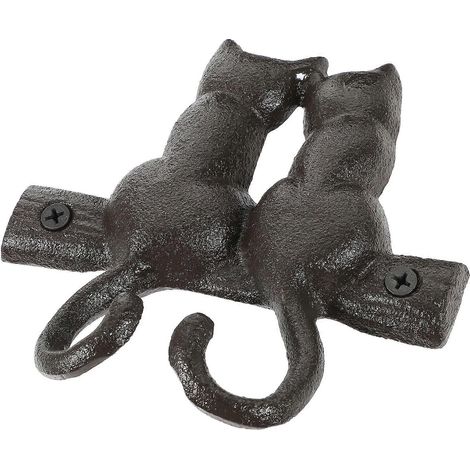 Crochets muraux décoratifs en forme de chat, porte-vêtements, crochets pour vêtements en forme d'animal, pour les personnes ayant de nombreux vêtements, usage domestique, noir, 12,5 x 12 x 3 cm, 1 piè