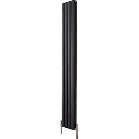 Milano Aruba Ayre Anthracite Vertical Column Double Oval Panel Aluminium Radiator - 1800mm x 230mm (1/5)