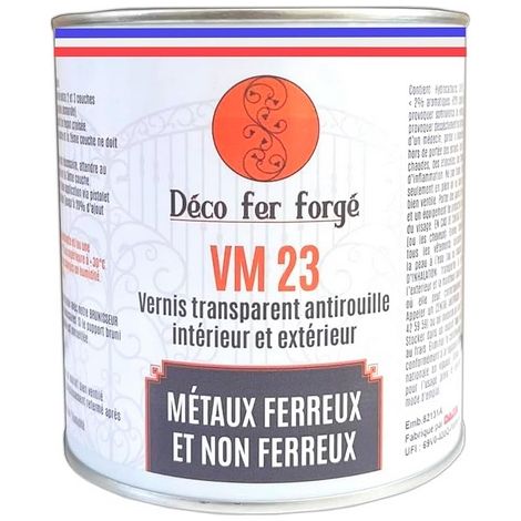 Deco Fer Forge – Vernis transparent antirouille brillant 700ml – Protection pour métaux ferreux et non ferreux – Solution brevetée sans odeur