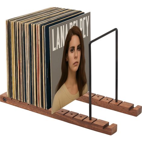 Vinyl Record Storage Rack 50 Albums Record Storage Holder Wood Display Stand Rack Adjustable Vinyl Record Holder for Albums Magazine Book Files (1/5)