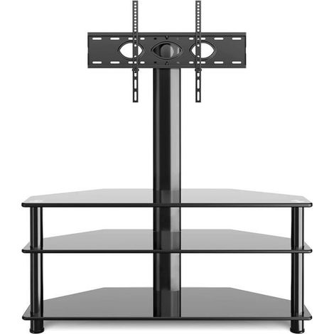 RFIVER Meuble TV avec Support Pivotant Hauteur Reglable pour TVs et Ecrans LCD LED de 32 a 70 Pouces 3 Etageres TW1002