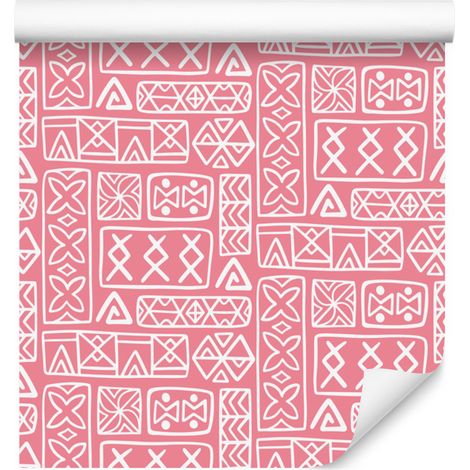 Carta da parati con motivo geometrico polinesiano a corallo, 50x1000 cm (1/5)