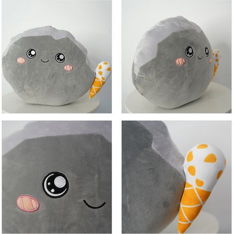 Oreiller peluche doux en forme de branche et pierre, coussin câlin cartoon - Idéal comme cadeau pour couple ou amis