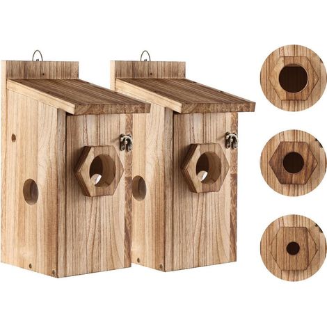 2er Vogelhaus Bausatz Kinder, Nistkasten Holz Wetterfest zum Aufhängen für Garten & Balkon