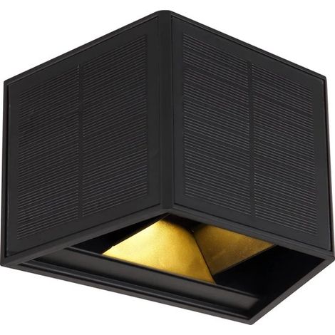 Lámpara de pared solar para exteriores, foco impermeable con panel solar de 3 lados. Ideal para patios y balcones de villas. (1/4)