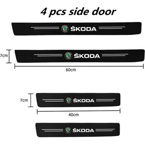 (4 pièces) Bande adhésive anti-rayures en fibre de carbone pour seuil de porte de voiture Skoda Octavia 2 A7 A5 Rapid Fabia Yeti Superb 2 Emblem KAMIQ SCALA (1/3)