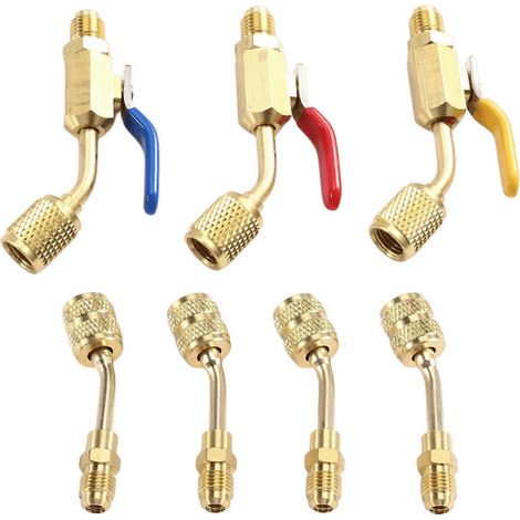 Vanne à bille compacte pour réfrigérant de climatisation R410A, R134A, R12 et R22, adaptateur CVC 5/16" femelle vers 1/4" mâle (1/5)