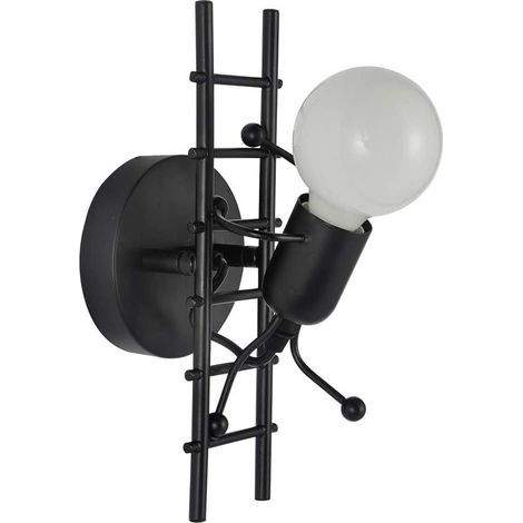 Humanoid Indoor Wall Light E27 Modern Industrial Simple Style Wall Light 220V Bulb not included (black) (1/4)