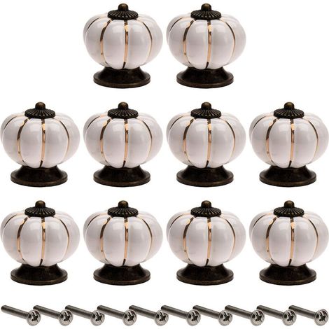 10 Pcs Boutons de Tiroir en Céramique 40mm Poignée Meuble pour Placards de Cuisine Beige (1/5)