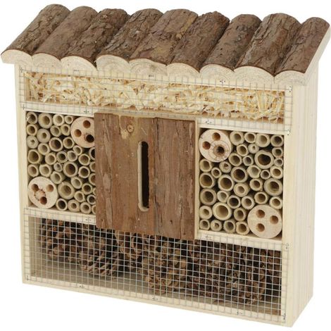 Maison de Protection Contre Les Insectes, hôtel à Insectes, Naturel, 29x8x28 cm, Bois, guêpes fouisseuses, Abeilles Sauvages (1/5)