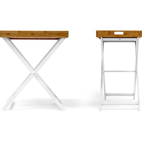 Mesa auxiliar plegable práctica para balcón terraza 60 x 40 x 70 cm de bambú natural 130003230 (1/4)