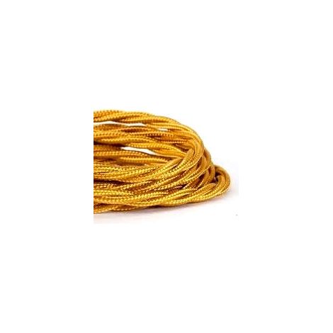 Cavo elettrico tessile intrecciato in seta 2x 0,75 mm giallo venduto al metro
