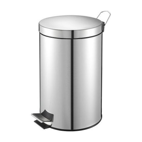 Poubelle métal inox à pédale ronde, 20 litres - Maxiburo