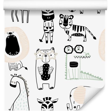 Papier peint animaux sauvages style scandinave pour salon et chambre 50x1000 (1/5)