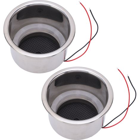 Porte-Gobelets Lumineux 2 Pièces, 8 LEDs, Acier Inoxydable 304, Évacuation d'Eau, pour Bateau Voiture, Vert LED (1/5)