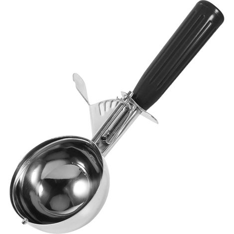 Lot de 4 cuillères à glace en acier inoxydable, manche plastique, cuillère à fruits, outil de cuisine (4,7 cm) (1/5)