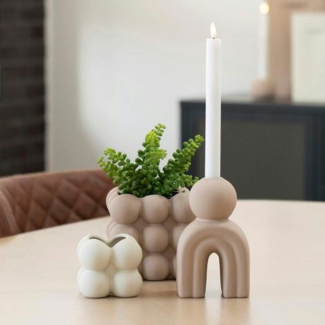 Bougeoir design arche en céramique marron (1/5)