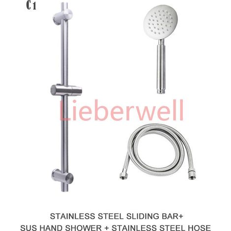 Barre marketde douche en acier inoxydable SUS304, support de pommeau de douche réglable, rond et carré brossé, dernier modèle (1/5)
