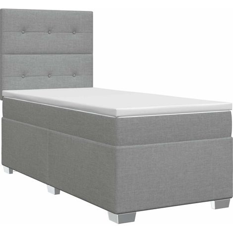 Boxspringbett mit Matratze mit Kopfteil Hellgrau Einzeln Stoff vidaXL (1/5)