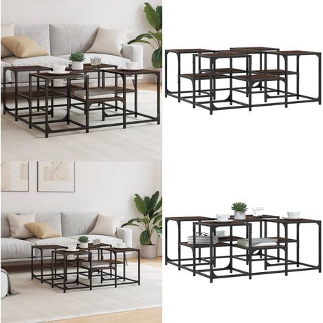 Couchtisch Braun Eichen-Optik 91x91x40 cm Holzwerkstoff - Couchtisch - Wohnzimmerschreibtisch - Holztisch - Eiche Look - Industriel Style - Home & Living (1/5)