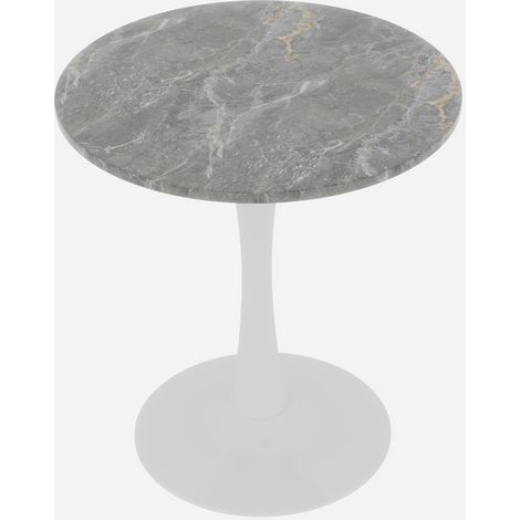 Table basse ronde en marbre artificiel blanc et gris, style mid-century, 70 cm (1/5)