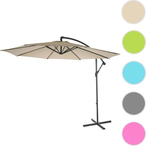 Parasol déporté semi-pro Acerra, protection contre le soleil, 3m inclinable - vert limon avec support (1/5)