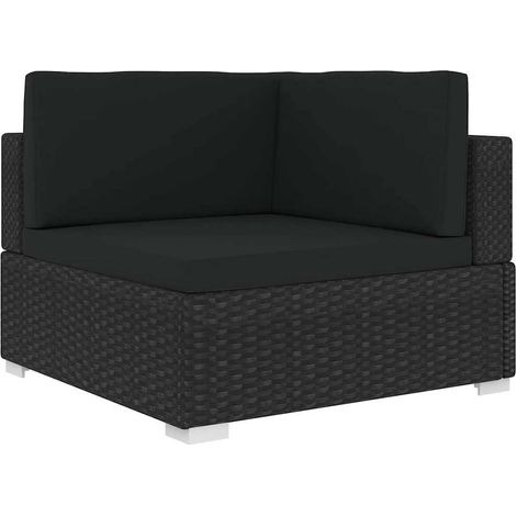 vidaXL Asiento seccional de esquina con cojines 1 ud ratán PE negro (1/5)