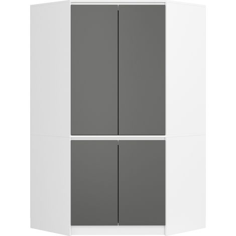 Armario esquinero AKORD S100 Blanco 100 cm con 4 puertas y 6 estantes acabado en Gris Grafito 100x50x180 cm (1/4)