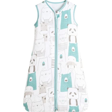 Gigoteuse bébé anti-frayeur fine, veste de pyjama enfant pour prévenir les réveils, motif ours et chat, taille L (1/5)