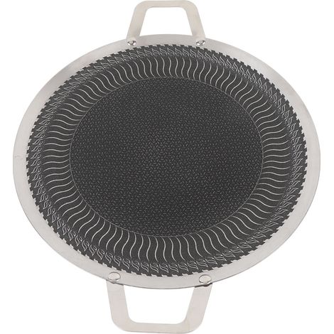 Poêle à barbecue avec deux poignées, plaque de cuisson antiadhésive en acier inoxydable pour steak, bacon, pancetta, saucisses, fruits de mer, légumes 34 cm (1/5)