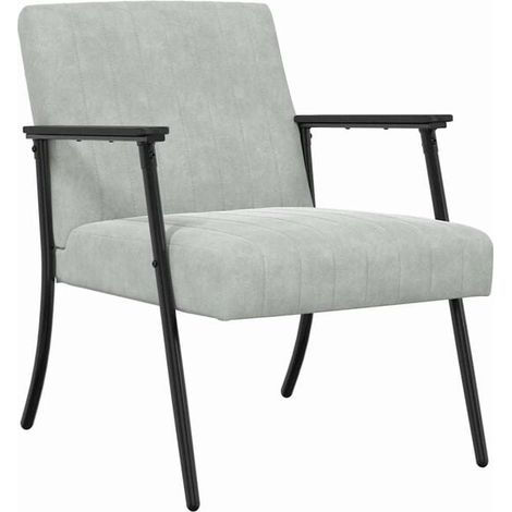Fauteuil gris clair, 59 x 75 x 78 cm, velours. (1/5)