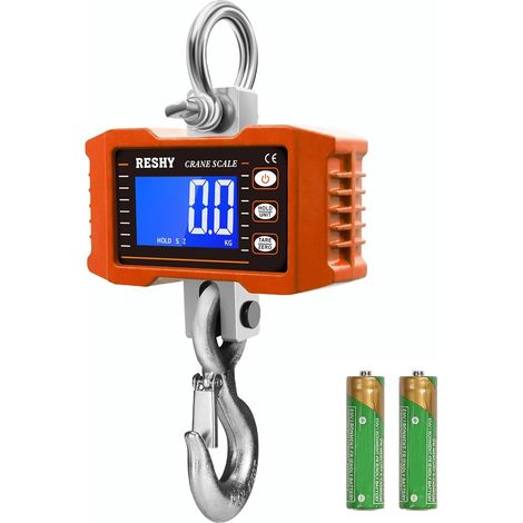Digital crane scale up to 1000 kg (2200 lb), robust industrial scale for agriculture, game and livestock farming, factories, construction sites, hunting, CE certified (1/5)