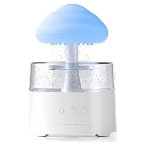 450ml (Blanc) Humidificateur d’Air Effet Pluie Diffuseur d’Huiles Essentielles avec Lampe Champignon, Nuage de Pluie, 7 LED Multicolores, Silencieux pour Chambre, Bureau, Maison (1/5)