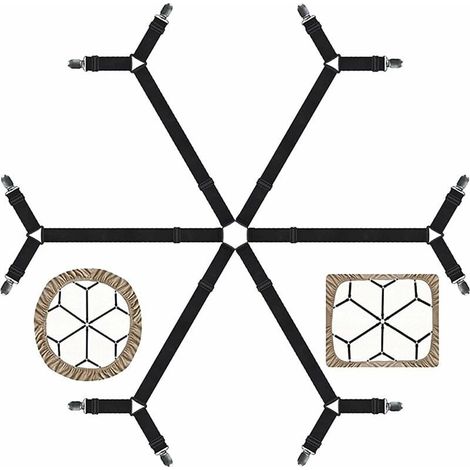 Attaches pour draps - Sangles élastiques réglables pour draps de lit pour lit double, Queen, King Twin, Clips de drap croisés à 6 voies, bande de bretelles, matelas ronds et carrés ajustés, cadeau pou (1/5)