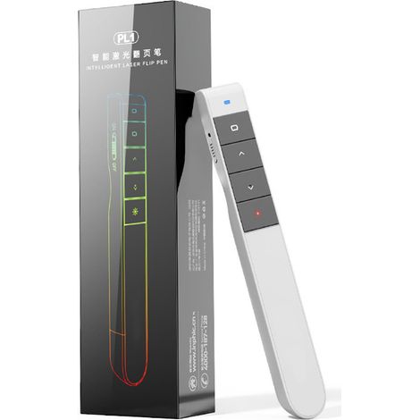 Télécommande sans fil pour présentation, design ergonomique, recharge USB, clic de diaporama pour réunion, blanc (1/5)