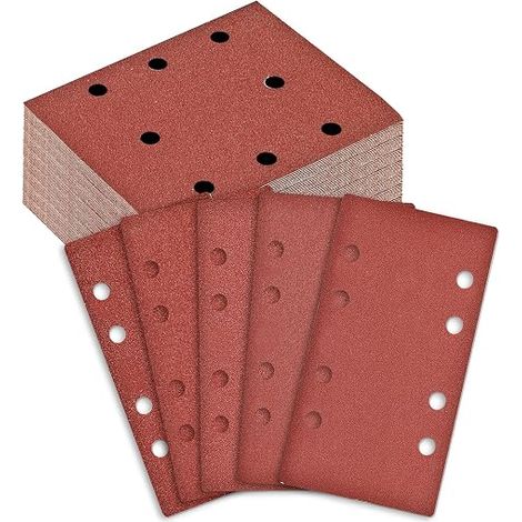 Papier de Verre 80x133mm - Grain 40/60/80/120/240-8 Trous pour Ponceuse Vibrante/Orbitale - Ponçage Bois, Métal (1/5)