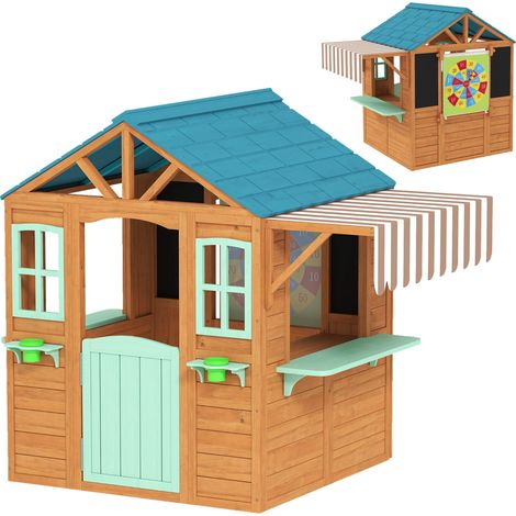 Outdoor Kids Playhouse with Chalkboard and Plant Box
