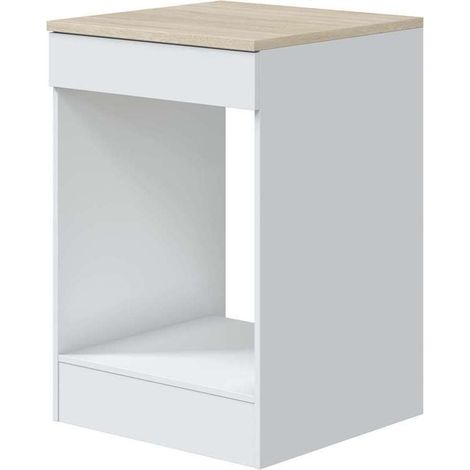 Mueble cocina para horno Kira en blanco brillo, encimera roble canadian. 90cm(alto) 60cm(ancho) 60cm(largo)