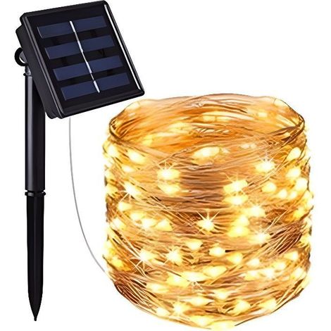 Outdoor Solar String Lights RisingFF, 12 Meter, 100 LED, Warm White Decorative.