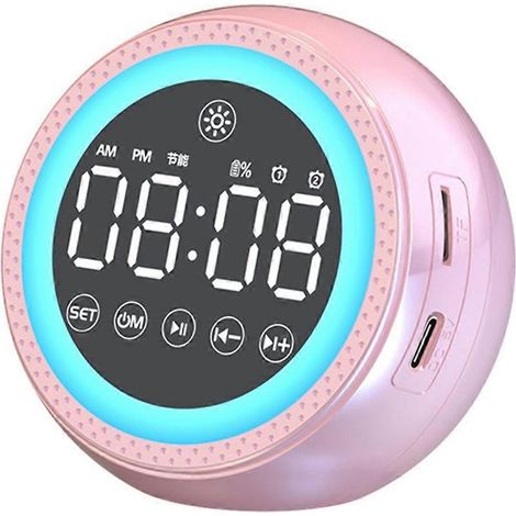 Réveil multifonction avec enceinte Bluetooth, veilleuse colorée, lampe de chevet, météo, enceinte intelligente IA et chat vocal. (1/5)