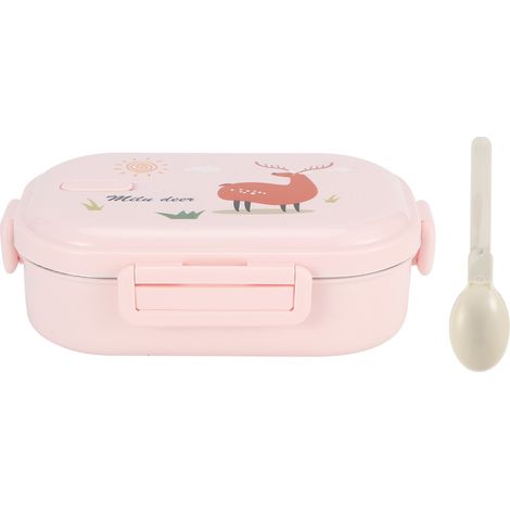 Boîte à lunch isotherme-Acier inoxydable étanche (motif cerf rose) - 650 ml